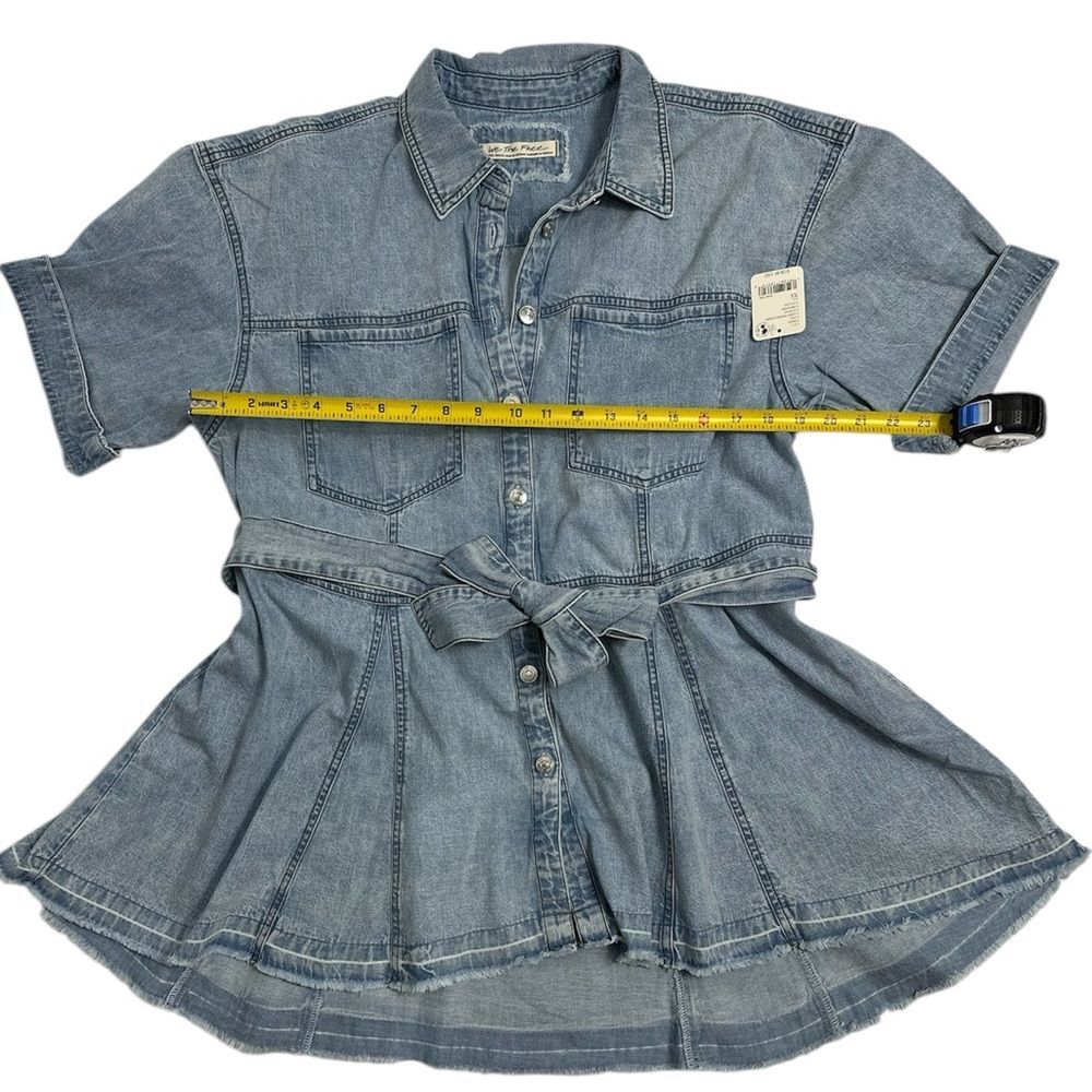 FREE PEOPLE Cotton Jenny‎ Denim Tie-Waist Tunic, Size XSMALL - Picture 7 of 15